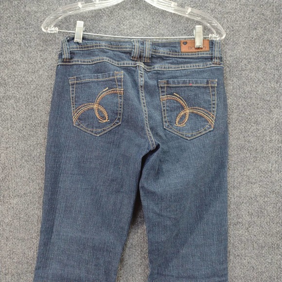 Womens Bongo Flirty Bootcut Jeans Size 7 Blue 14.5W 28.5 Inseam Decorated Pocket - Picture 8 of 11